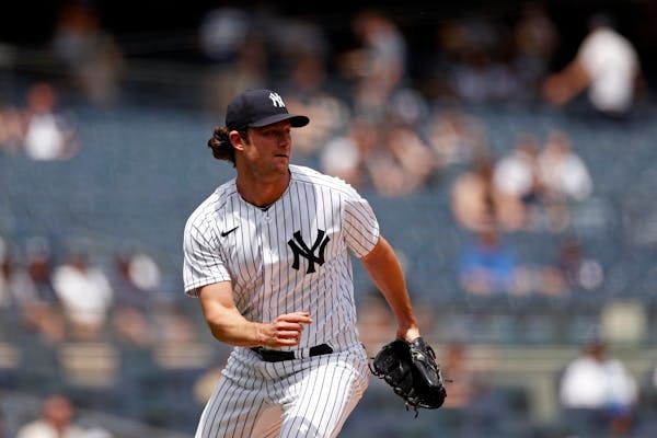 New York Yankees pitcher Gerrit Cole (45) in action during the first inning of a baseball game against the Chicago White Sox on Saturday, May 22, 2021