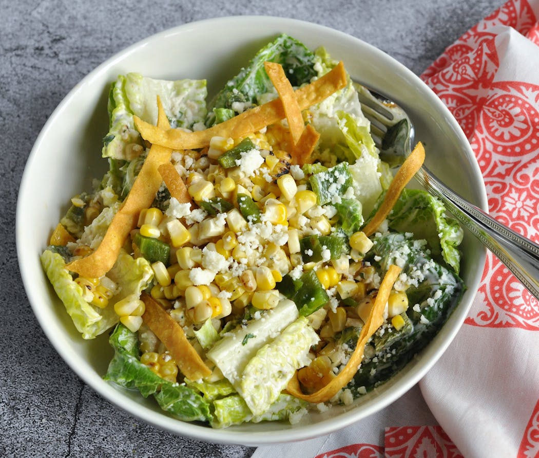 Elote “Caesar” Salad is a southwestern take on the classic.