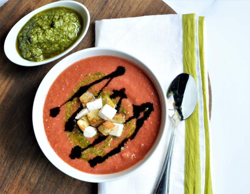 Change up caprese flavors with a cold soup.