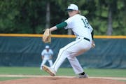 Park of Cottage Grove pitcher Conor Mestemacher (18) struck out three batters and scattered seven hits against Eagan in the first game of the Class 4A