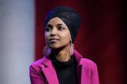 Rep. Ilhan Omar, D-Minn., participated in a panel during a campaign event for Democratic presidential candidate Sen. Bernie Sanders in Clive, Iowa, in