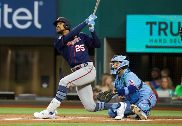 Twins center fielder Byron Buxton smacked a two-run homer in the first inning Sunday, getting his team off on the right foot at Texas.