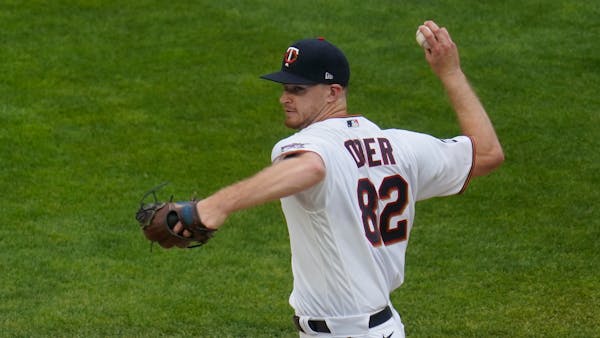 Minnesota Twins pitcher Bailey Ober throws against the Chicago White Sox in his major league debut in the first inning of a baseball game Tuesday, May