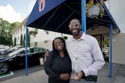 Michael Porter, with wife Tenesha Crenshaw-Porter, outside the Motel 6 on St. Paul’s East Side, has transcended a life of alcohol and drugs, includi