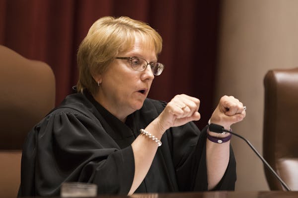 Chief Justice Lorie Skjerven Gildea asks questions during oral arguments. ] LEILA NAVIDI • leila.navidi@startribune.com BACKGROUND INFORMATION: The 