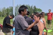 Family members of detainees at the Minnesota Sex Offender Program gathered on Sunday near the treatment center in Moose Lake. Carlos Taylor comforted 