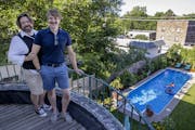 Ed Piechowski, left, and Sean Ryan of St. Paul are part of a growing trend of pool owners who are using the Swimply app, called the Airbnb of pools, t