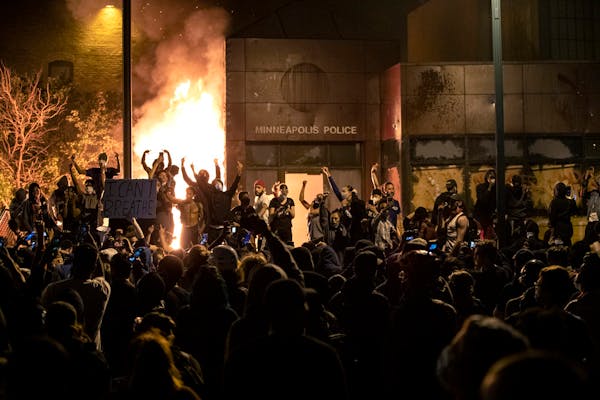 The Minneapolis Third Police Precinct burned on May 28, 2020, during a protest over the death of George Floyd.