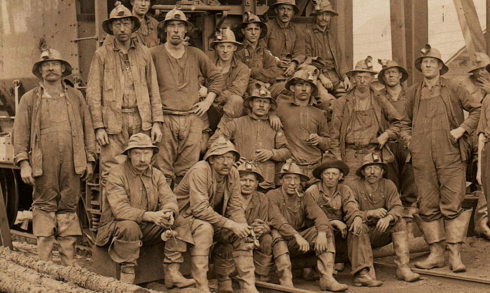 Miners gathered at the Portsmouth Mine. Date unknown.