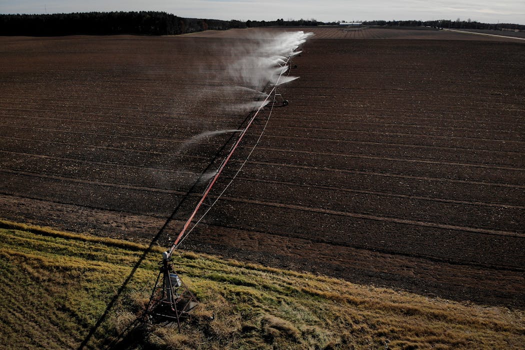 An irrigator was operated on a field in Wisconsin in 2018.