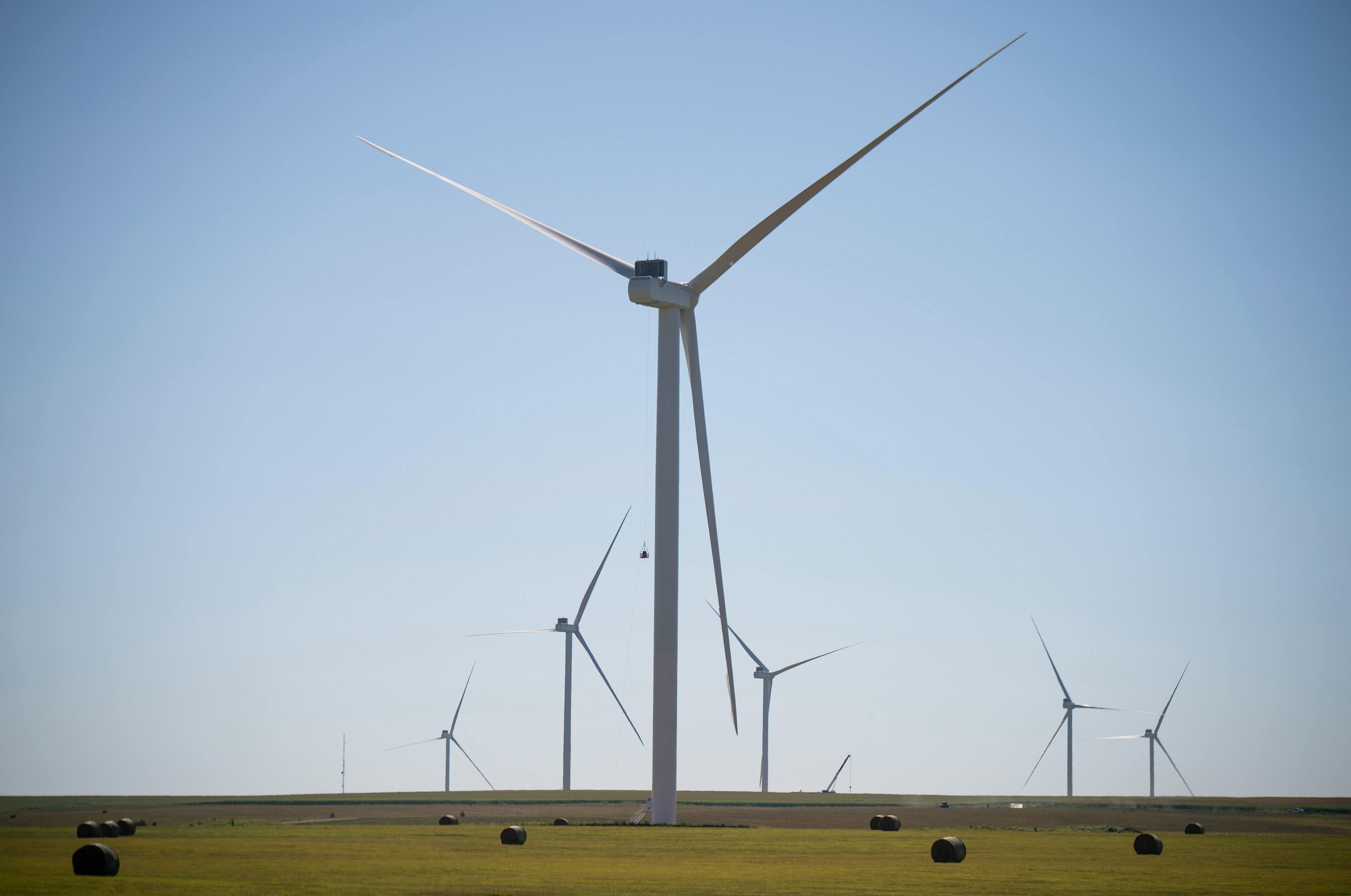The Dakota Range 1 & 2 wind farm under construction near Watertown, S.D, will boast the largest turbines of any of Xcel Energy’s many wind projects 