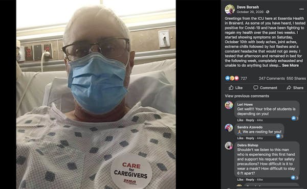 Dave Borash made a post on Facebook to provide an update about his stay in the intensive care unit after he tested positive for COVID-19 in October 20