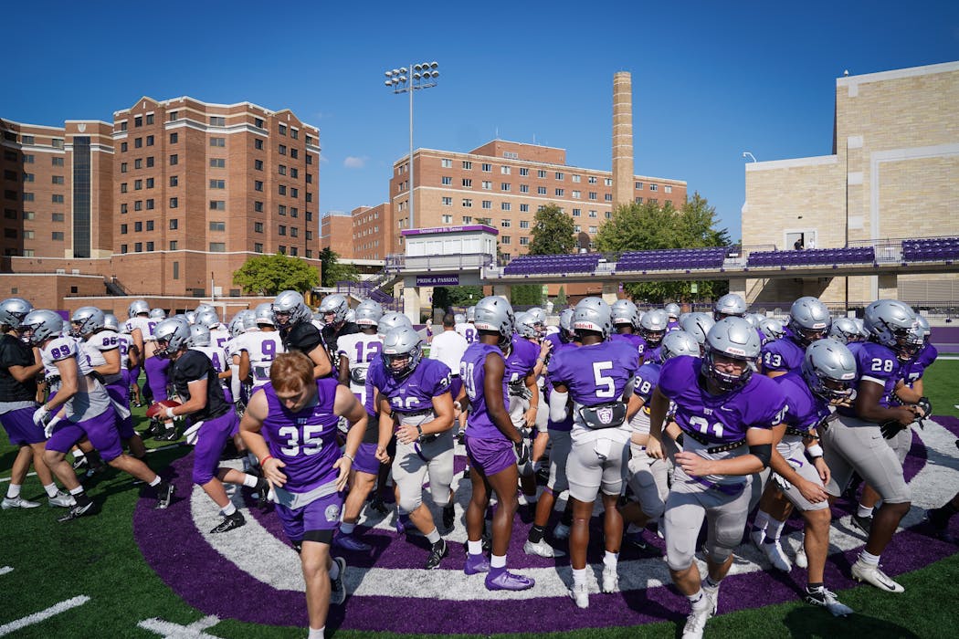 Players prepared for practice earlier this month at St. Thomas