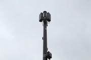 Antennas are affixed to a new cellular pole in south Minneapolis.