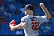 Twins rookie righthander Bailey Ober delivered a pitch against the Blue Jays on Saturday.
