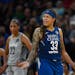 Seimone Augustus during a Minnesota Lynx game in 2018. The former WNBA star is now an assistant  coach with the Los Angeles Sparks.