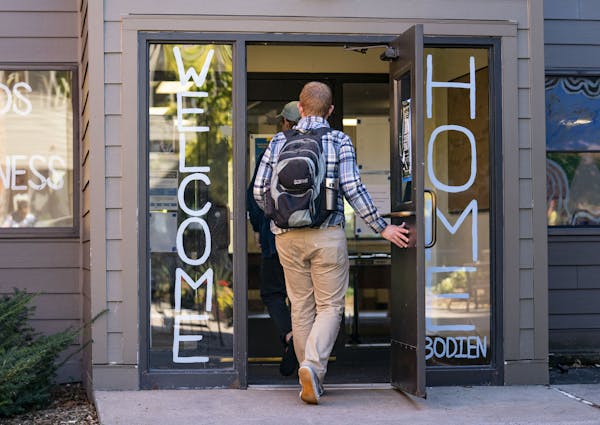 Students entered Bodien Residence Hall at Bethel University in Arden Hills, which saw the largest drop in dormitory residents of any metro city in the