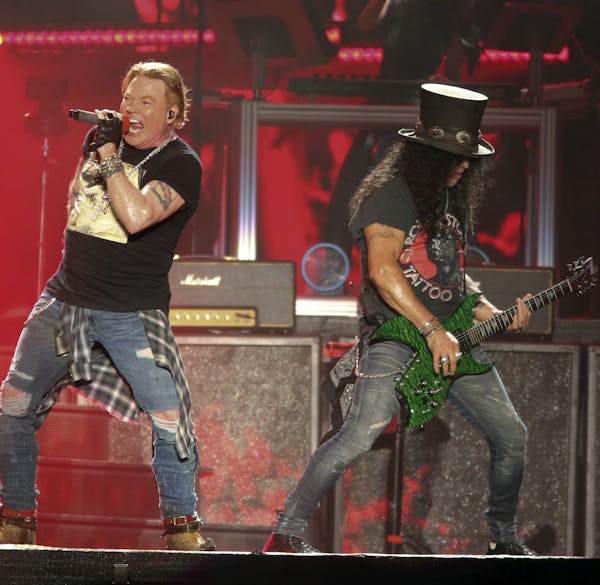 In 2019: Guns N’ Roses’ Axl Rose, left, and Slash performed at the Austin City Limits Music Festival on Oct. 4, 2019. Tuesday’s show was downsiz