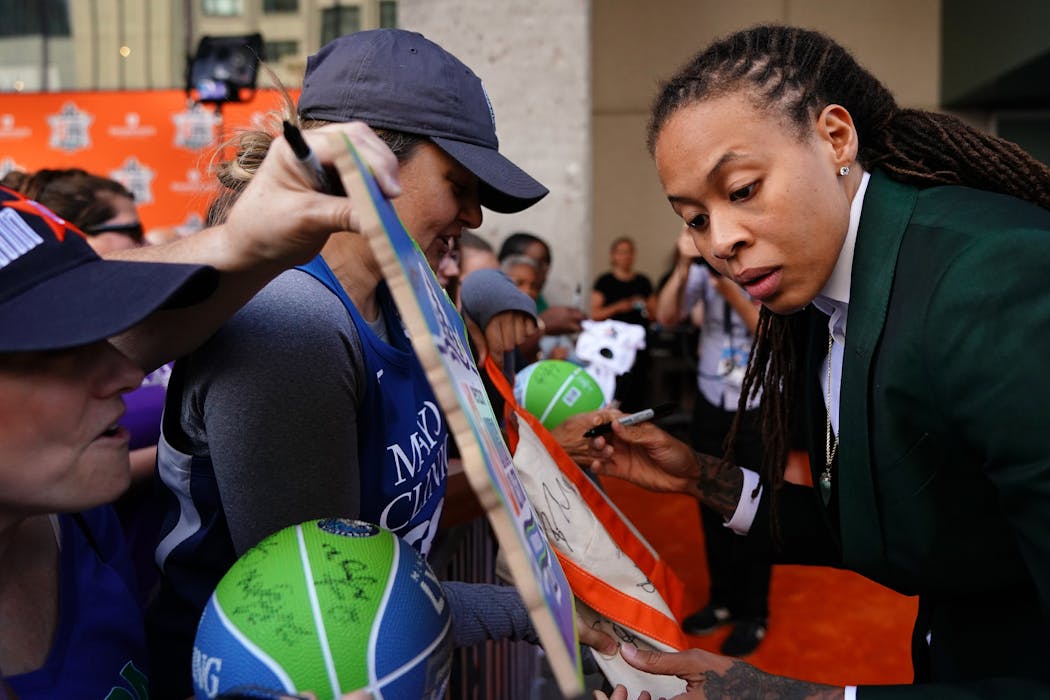Seimone Augustus signed autographs at the 2018 WNBA All-Star Game in Minneapolis.