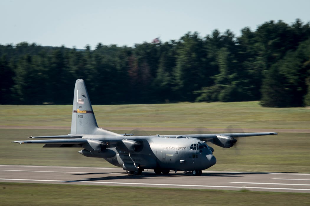 A C-130 aircraft landed at Camp Ripley in Little Falls during a training exercise in 2015.