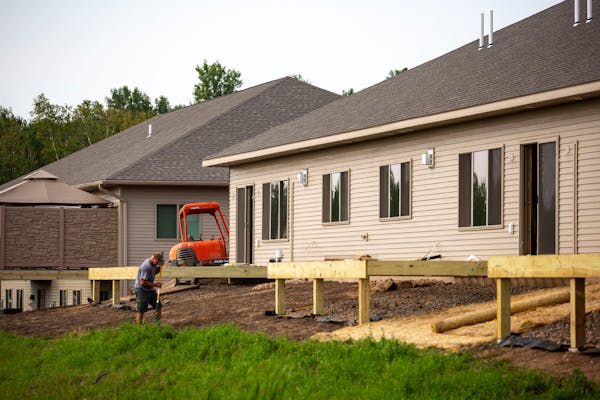 Townhouses under construction in August in Hermantown, Minn.
