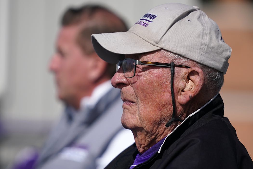 Tom Pacholl who played football for St. Thomas in the 1940's watched their first NCAA Division I game from the stands