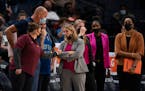 Lynx coach Cheryl Reeve was congratulated after an Aug. 31 victory at Target Center by former player, and current Gophers coach, Lindsay Whalen and fo