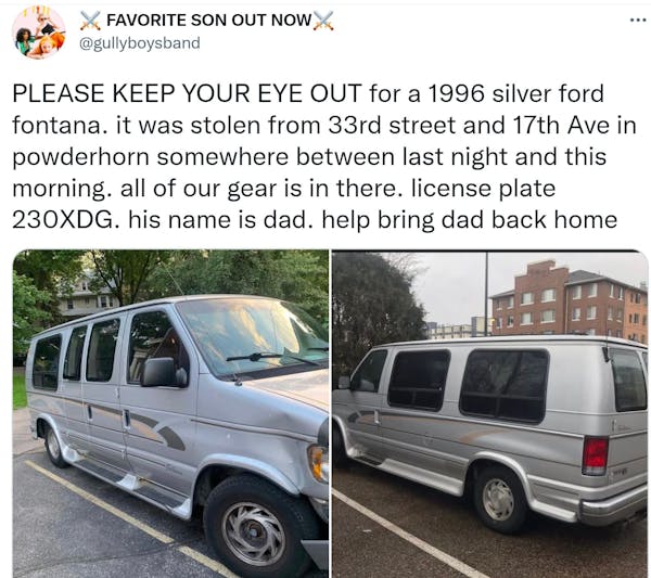 Gully Boys’ alert about their stolen van and gear has been retweeted 800-plus times but has yet to turn up any solid leads.