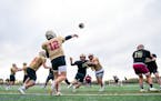 Lakeville South players practiced goal-line plays during practice on October 13, 2021.