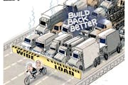 Sack cartoon: Traffic jam