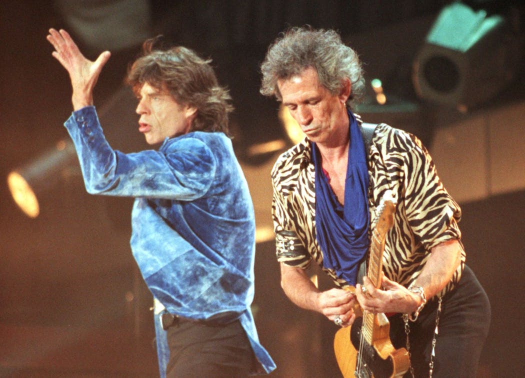The Glimmer Twins at their final Metrodome show in 1997. 