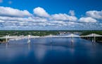 The St. Croix River bridge connecting Minnesota and Wisconsin, photographed just prior to its completion in 2017.