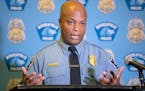 Minneapolis Police Chief Medaria Arradondo addressed the media regarding the proposed charter amendment that would replace the police department, duri