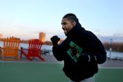 Boxer Jamal James training outdoors in April 2020. 