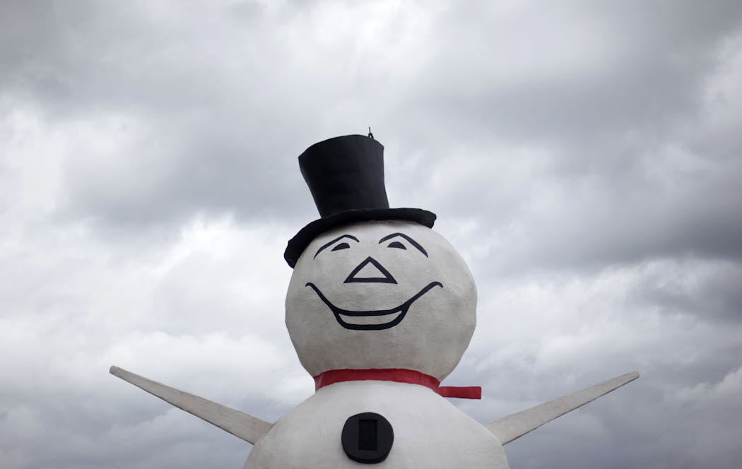 The 44-foot-tall snowman sculpture in North St. Paul, just off Highway 36.