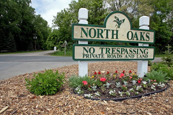 A sign posted at an entrance to North Oaks in 2008.
