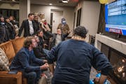 Supporters reacted to the defeat as a measure to replace police appeared to be defeated at election watch party for AJ Awed in Minneapolis on Tuesday 