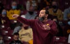 Minnesota Gophers head coach Ben Johnson shouted directions in the first half Nov. 1.