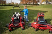 Chris Vogtman, director of marketing for RLC, residential landscaping contractors for Toro, demonstrated Toro’s new line of electric commercial lawn