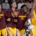 Players on the Minnesota bench react to a basket in the first half Nov. 9 at Williams Arena.