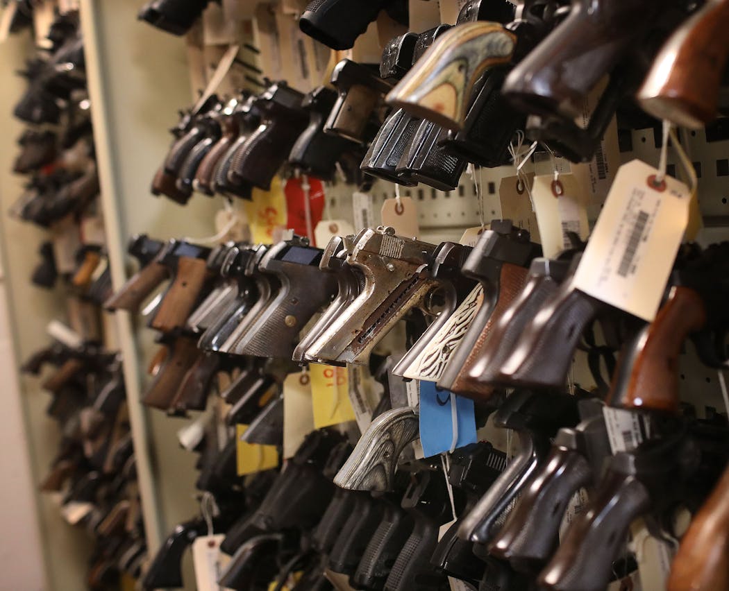 The firearms collection at the Hennepin County Sheriff's crime lab in Minneapolis.