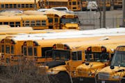 School buses sat idol at Bille Bus Transportation in Northeast Minneapolis Thursday. ] ANTHONY SOUFFLE • anthony.souffle@startribune.com Scenes from