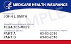 This image provided by the Centers for Medicare & Medicaid Services shows what the new Medicare cards will look like. The cards are getting a makeover