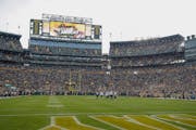 Lambeau Field is seen prior to kick-off of an NFL football game between the Green Bay Packers and Seattle Seahawks on Sunday.