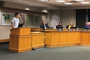 In this pre-pandemic photo, Ryan Malecha, who served on the Mayor’s Youth Council from 2018 to 2021, gives an update to the Northfield City Council.