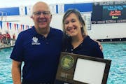 Blaine swimming and diving head coach Kristen Luedtke (right) and her father and assistant coach Dave, smile for a 2019 photo. This fall, they led the