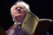 Robert Bly reads a poem from his book “The Night Abraham Called to the Stars” after winning the poetry award during the 2002 Minnesota Book Awards