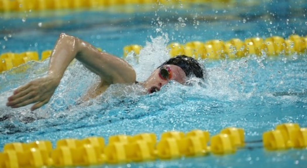 Grace Hanson broke two freestyle records at the Class 1A state meet last weekend.