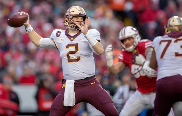 Tanner Morgan started against Wisconsin as a redshirt freshmen in 2018 and led the Gophers to a win at Camp Randall Stadium.