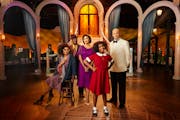 From left, Taraji P. Henson as Miss Hannigan, Tituss Burgess as Rooster Hannigan, Nicole Scherzinger as Grace Farrell, Celina Smith as Annie and Harry
